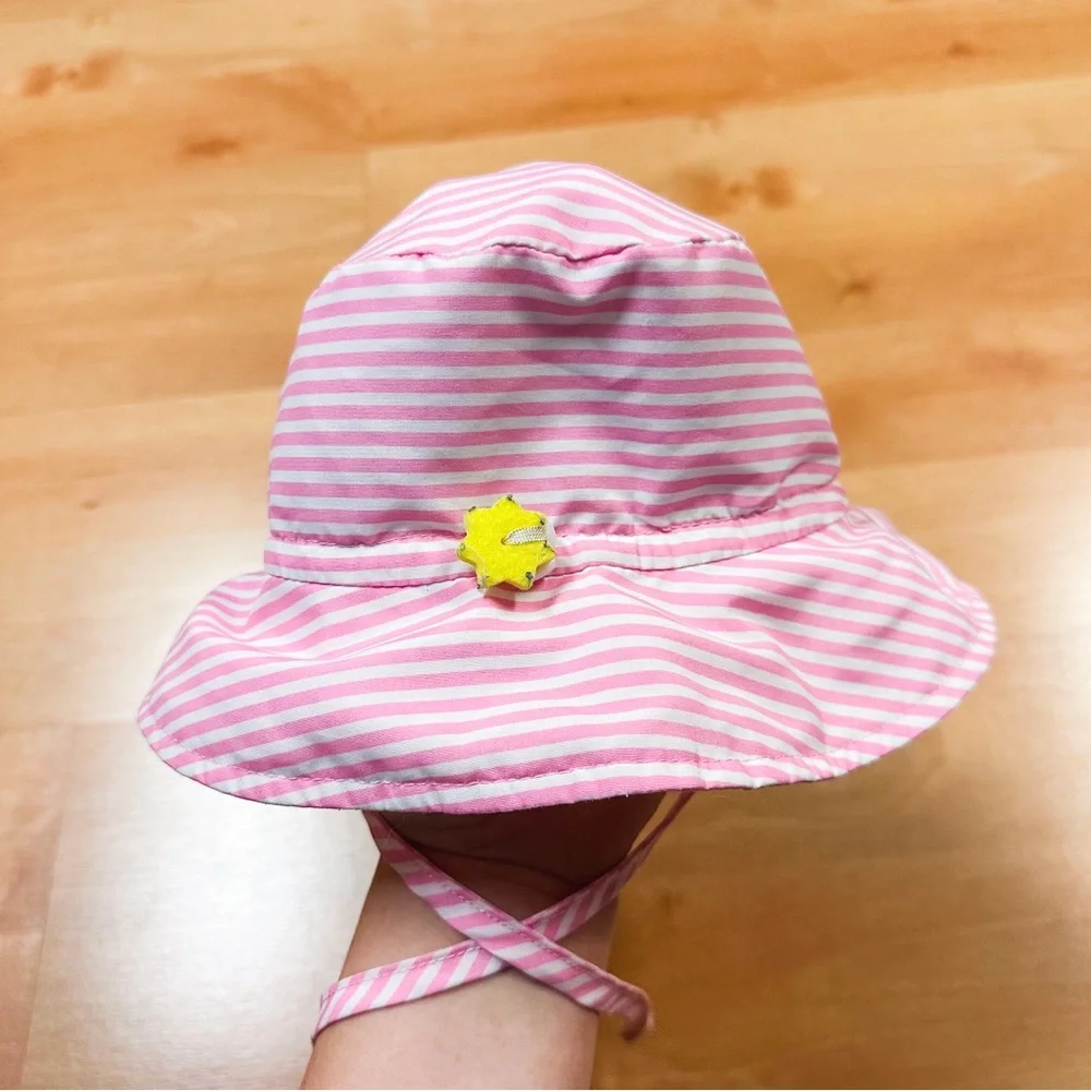 Green Sprouts Light Pink Pinstripe Bucket Sun Protection Hat 9-18M